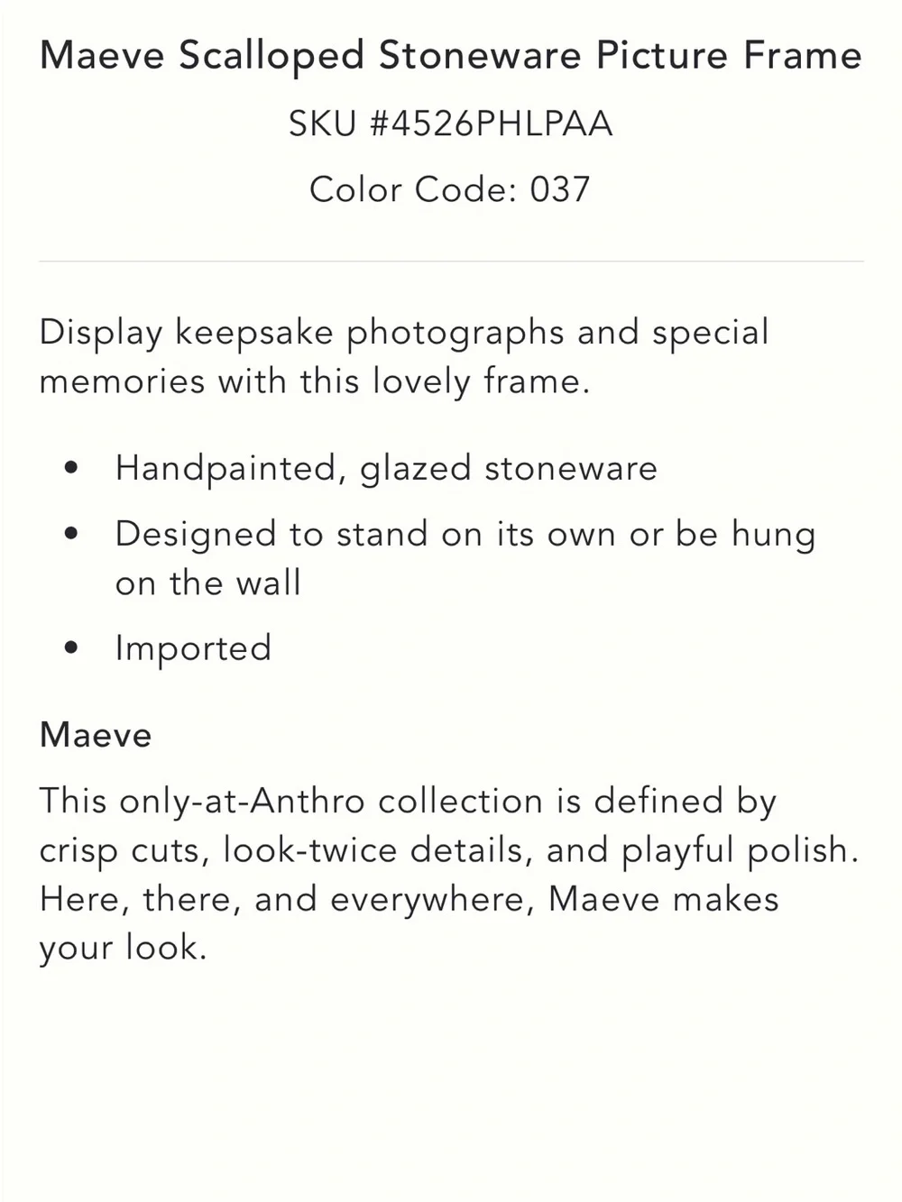 Maeve Scalloped Stoneware Picture Frame from Anthropologie.